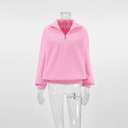 Talenza Women's Sports Pullover Sweatshirt Autumn New Pink Long Sleeve Loose Sweatshirt Casual Stand Collar Women's Pullover Y2k