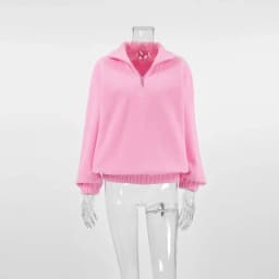 Talenza Women's Sports Pullover Sweatshirt Autumn New Pink Long Sleeve Loose Sweatshirt Casual Stand Collar Women's Pullover Y2k