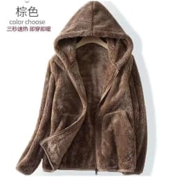 Rocker Fleece Sweatshirt Women Hooded Coral Fleece Jacket Autumn Winter Coat Warm Long Sleeve Zipper Sportswear Casual Loose