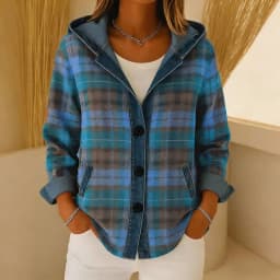 Y2K Clothes Hoodies New Plaid Print Hooded Sweatshirts Woman Retro Patchwork Button Top Cardigan Autumn Long Sleeve Coat Jackets