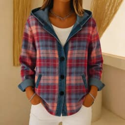 Y2K Clothes Hoodies New Plaid Print Hooded Sweatshirts Woman Retro Patchwork Button Top Cardigan Autumn Long Sleeve Coat Jackets