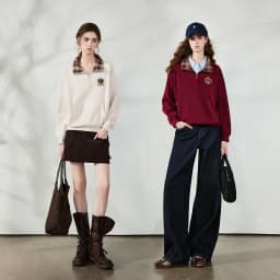 TOYOUTH Women Sweatshirt 2026 Autumn New Fleece College Style Embroidered Plaid Collar Loose Top