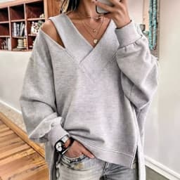 Autumn Winter Casual Loose Fashion Pullovers Women V Neck Chic Patchwork Hoodie Solid Hollow out Holiday Ladies Top Streetwear