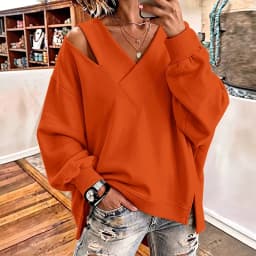 Autumn Winter Casual Loose Fashion Pullovers Women V Neck Chic Patchwork Hoodie Solid Hollow out Holiday Ladies Top Streetwear