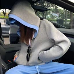 Fashion Color Blocked Hooded Sweatshirt for Women Autumn Loose Fit Zip-up Hoodie Female Casual Long Sleeve Sport Outerwear