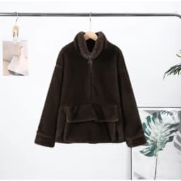 2026 Spring Autumn New Faux Fur Sweatshirt For Women Casual Stand Collar Long Sleeve Pockets Jumpers Female Chic Street Chic Top
