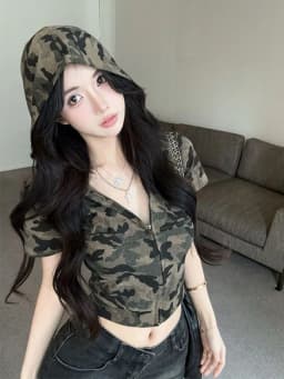 2026 Zebra Print Zip Up Hoodie Women's Clothing Hooded Short Sleeve Sweatshirts Y2k Tops Punk Causal Tees Fashion Summer Hoodies