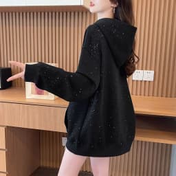 Sequins Women's Hoodies Sweatshirts Loose Y2k Vintage Matching New in Long Sleeve Y 2k Casual Emo Black Baggy Female Hooded Top