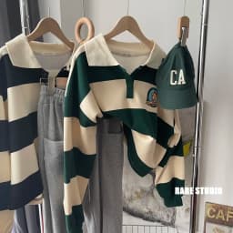 Autumn Winter Neck Sweatshirt Women's Loose Fit Striped College Style Embroidered Casual Fashionable Overhead Hoodie