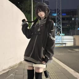 Women Hoodies Clothing Punk Sweatshirts Harajuku Streetwear Retro Hooded Jackets Japanese Rivet Print Casual Zipper Coat Fashion