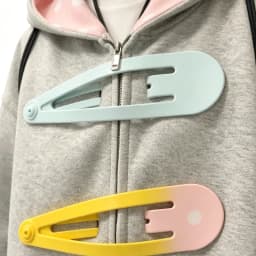 Pink Polka Dot Lined Hood 3D Giant Hair Clip Decor Zip up Hoodie Women's Oversized Kawaii Streetwear Jacket
