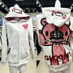 Subculture Blood Powder Violent Bear Zip Up Hoodie Loose Anime Hoodies Women Fleece Sweatshirt Top Harajuku Shibuya Jacket