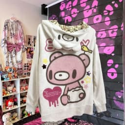 Subculture Blood Powder Violent Bear Zip Up Hoodie Loose Anime Hoodies Women Fleece Sweatshirt Top Harajuku Shibuya Jacket