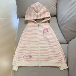 Japanese Kawaii Cat Ears Long Sleeve Hoodie Women Sweet Casual Striped Sweatshirt Zipper Cartoon Embroidery 2025 Autumn