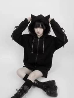 Japanese Kawaii Sweatshirt Long Seleeve Casual Women Subculture Hoodies Rivet Print Coat Cute Sweet Style Chic Women Clothing