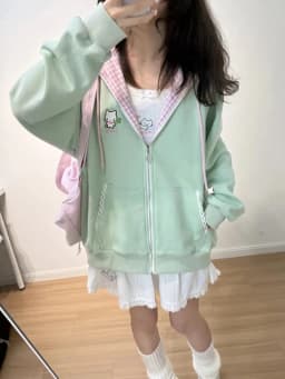 Japanese Kawaii Sweatshirt Long Seleeve Casual Women Subculture Hoodies Rivet Print Coat Cute Sweet Style Chic Women Clothing
