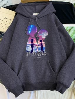 Hoodie Womens Hot Japanese Anime Movies Your Name Print Clothes Woman Oversize O-Neck Loose Sweatshirt Cute Hoodied Sweatshirts