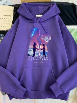 Hoodie Womens Hot Japanese Anime Movies Your Name Print Clothes Woman Oversize O-Neck Loose Sweatshirt Cute Hoodied Sweatshirts