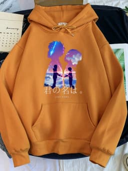 Hoodie Womens Hot Japanese Anime Movies Your Name Print Clothes Woman Oversize O-Neck Loose Sweatshirt Cute Hoodied Sweatshirts