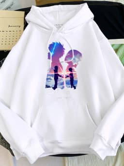 Hoodie Womens Hot Japanese Anime Movies Your Name Print Clothes Woman Oversize O-Neck Loose Sweatshirt Cute Hoodied Sweatshirts