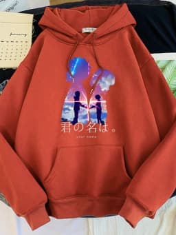 Hoodie Womens Hot Japanese Anime Movies Your Name Print Clothes Woman Oversize O-Neck Loose Sweatshirt Cute Hoodied Sweatshirts