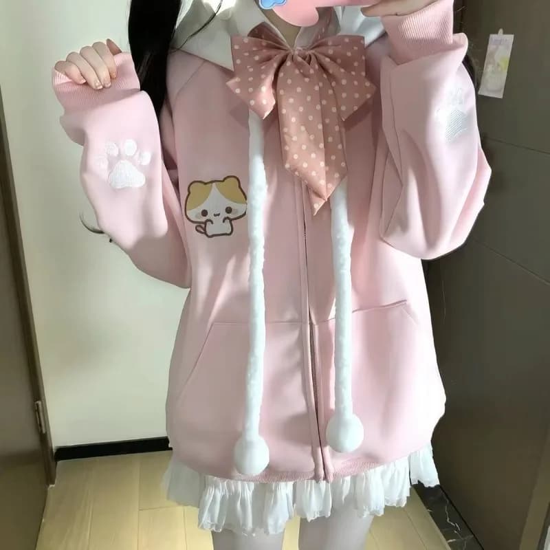 Sweet Embroidery Cute Harajuku Sweet Jackets Long Sleeve Cardigan Coat Women 2026 Spring New Hoodie Sweatshirts Mujer