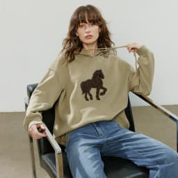 TOYOUTH Women Hoodies 2025 Winter New Loose Crew-neck Warm Applique Embroidery Tops