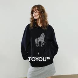 TOYOUTH Women Hoodies 2025 Winter New Loose Crew-neck Warm Applique Embroidery Tops