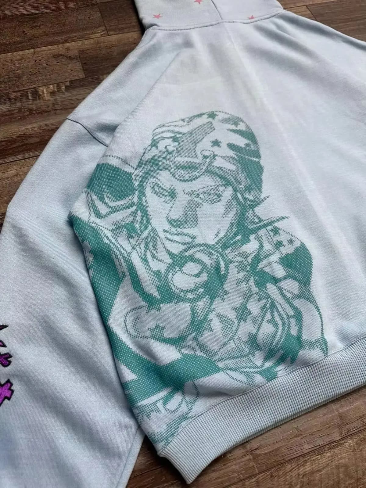 JoJo SBR Johnny Joestar Hoodie Anime Zip Up Jacket Y2K Aesthetic Star Print Oversized Casual Streetwear Sweatshirt
