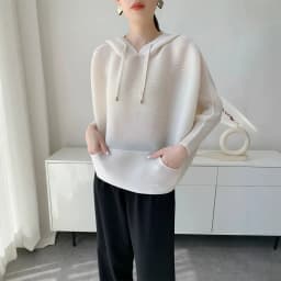 Miyake Style Pleated Fashionable and Versatile Casual, Lazy and Relaxed High-end Design Loose and Slim Hooded Top