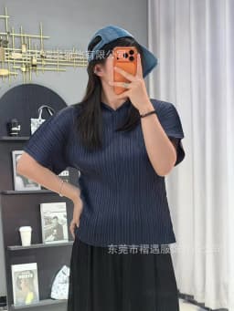 Miyake Pleated Top for Women 2026 Spring New Fashion Versatile Short-sleeved Fashion T-shirt for Women Folding Hooded Sweatshirt