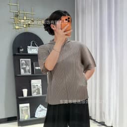 Miyake Pleated Top for Women 2026 Spring New Fashion Versatile Short-sleeved Fashion T-shirt for Women Folding Hooded Sweatshirt