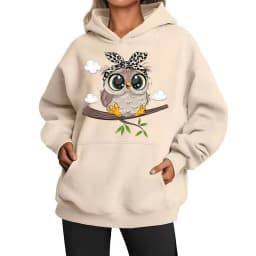 Cute Owl Design Women Hoodies American Style Casual Hoody Autumn Hip Hop Female Hoodie Casual Fleece Clothing Female Sweatshirt