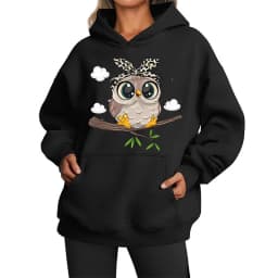 Cute Owl Design Women Hoodies American Style Casual Hoody Autumn Hip Hop Female Hoodie Casual Fleece Clothing Female Sweatshirt