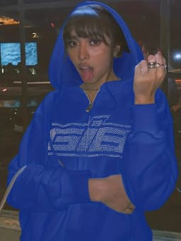 New Rhinestone Letter Print Women Long Sleeve Sweatshirt Hoodies Zipper Loose Oversized Streetwear Casual 2024 Autumn Fall