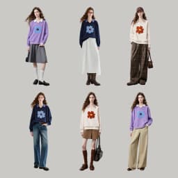 TOYOUTH Women's Fake Two Piece Sweatshirt 2026 Autumn New Arrival Meconopsis Plaid Turn Down Collar Splicing Loose Top