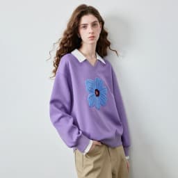 TOYOUTH Women's Fake Two Piece Sweatshirt 2026 Autumn New Arrival Meconopsis Plaid Turn Down Collar Splicing Loose Top