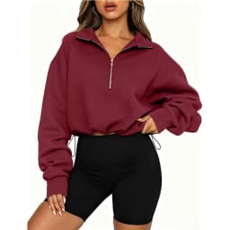 2026 Autumn Winter New Women's Half Zipper Long Sleeve Sweatshirt European American Fashion Short Style Pullover Hoodie Tops Y2k