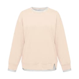 Fake Two-Piece Women Sweatshirts With Side Slit Solid Color Long Sleeve Oversize Sweatshirts Autumn Casual Round Neck Pullover