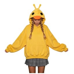 Cute Cartoon Yellow Duck Hooded Sweatshirts Women Kawaii Long Sleeve Oversize Hoodies With Pockets Harajuku Y2k Tops Pullover
