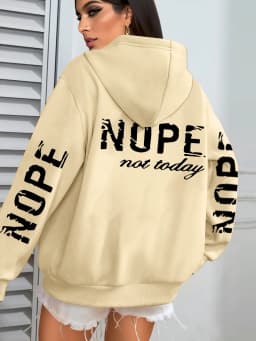 Nope Not Today Art Letter Printing Women Hoodies Loose Fleece Hoodie All-Match Pocket Pullovers Autumn Multicolor Woman Hoody