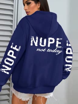 Nope Not Today Art Letter Printing Women Hoodies Loose Fleece Hoodie All-Match Pocket Pullovers Autumn Multicolor Woman Hoody