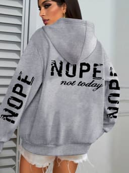 Nope Not Today Art Letter Printing Women Hoodies Loose Fleece Hoodie All-Match Pocket Pullovers Autumn Multicolor Woman Hoody
