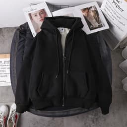 Thickened Fleece Hoodie Women's Casual Style Zipper Open Cardigan Outerwear Autumn Winter Loose Comfortable All-match Trendy