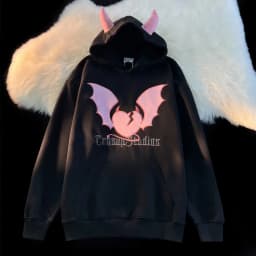 High Quality Embroidery Bat Hip Hop Graphic Hoodie Men Women Oversized Sweatshirt Couples Korean Style Winter Tops Loose Casual