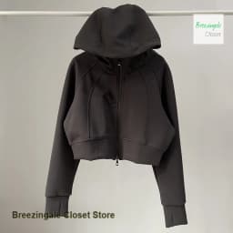 American spice girls fashionable air layer sports sweater women spring and autumn loose cardigan hooded solid color short coat