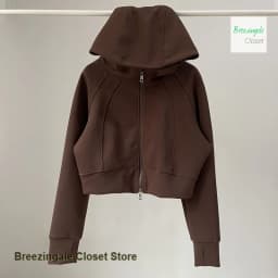 American spice girls fashionable air layer sports sweater women spring and autumn loose cardigan hooded solid color short coat