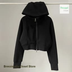 American spice girls fashionable air layer sports sweater women spring and autumn loose cardigan hooded solid color short coat