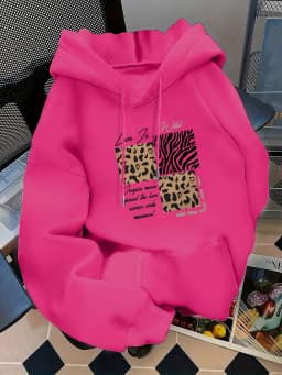 Women's Autumn and Winter Loose Casual Comfortable Letter Printed Thick Long-Sleeved Round Neck Hoodie Pullover