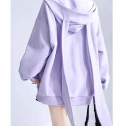 Trendy Purple Rabbit Girl Ear Hooded Sweater with Long Ears for Women Oversize Hoodie Loose Zipper Cardigan Coat Clothes White